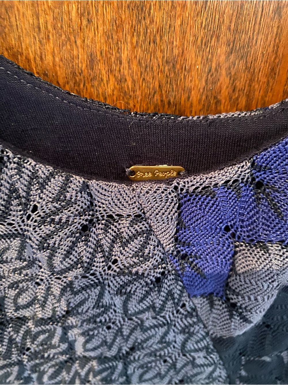 Free People My One & Only Swing Dress XS Blue Gray Black Knit Boho Mini - Picture 6 of 8